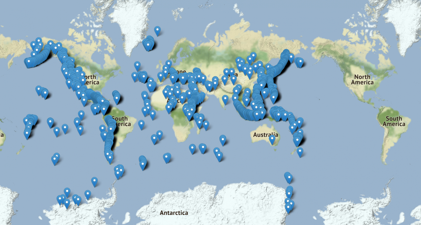 全球火山地图查看