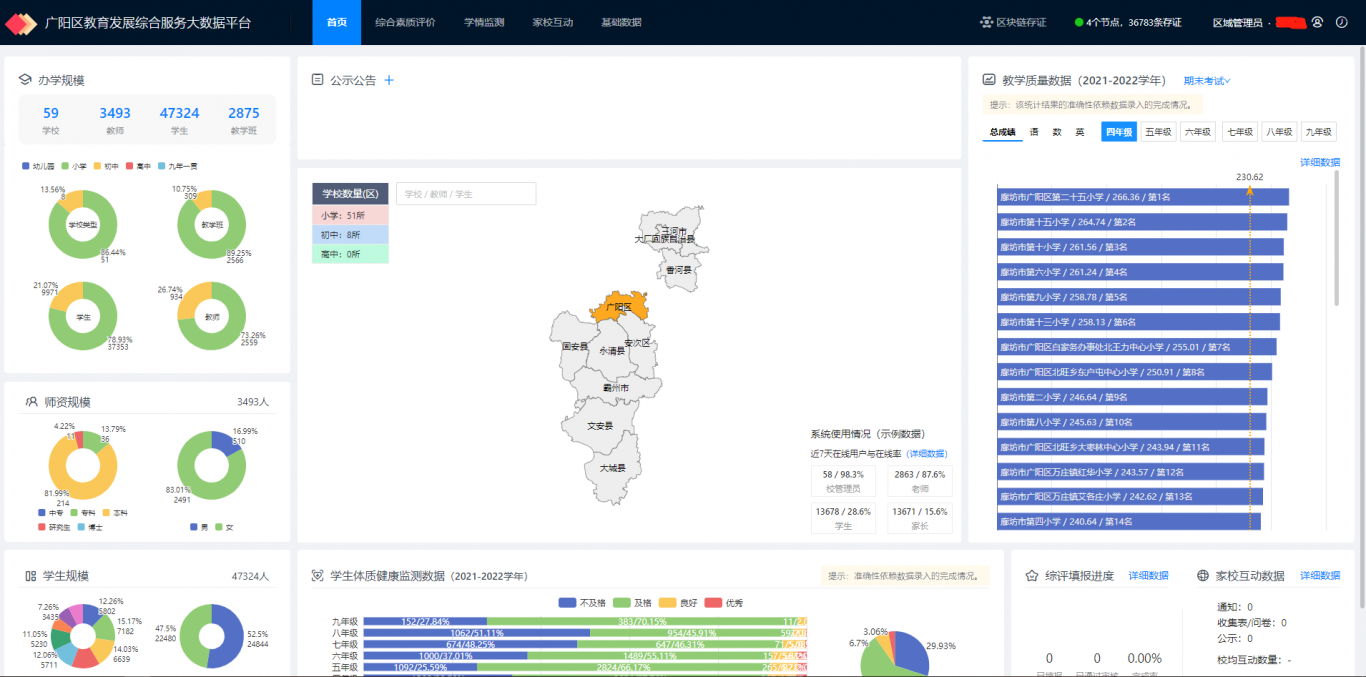 广阳区教育大数据+区块链服务平台