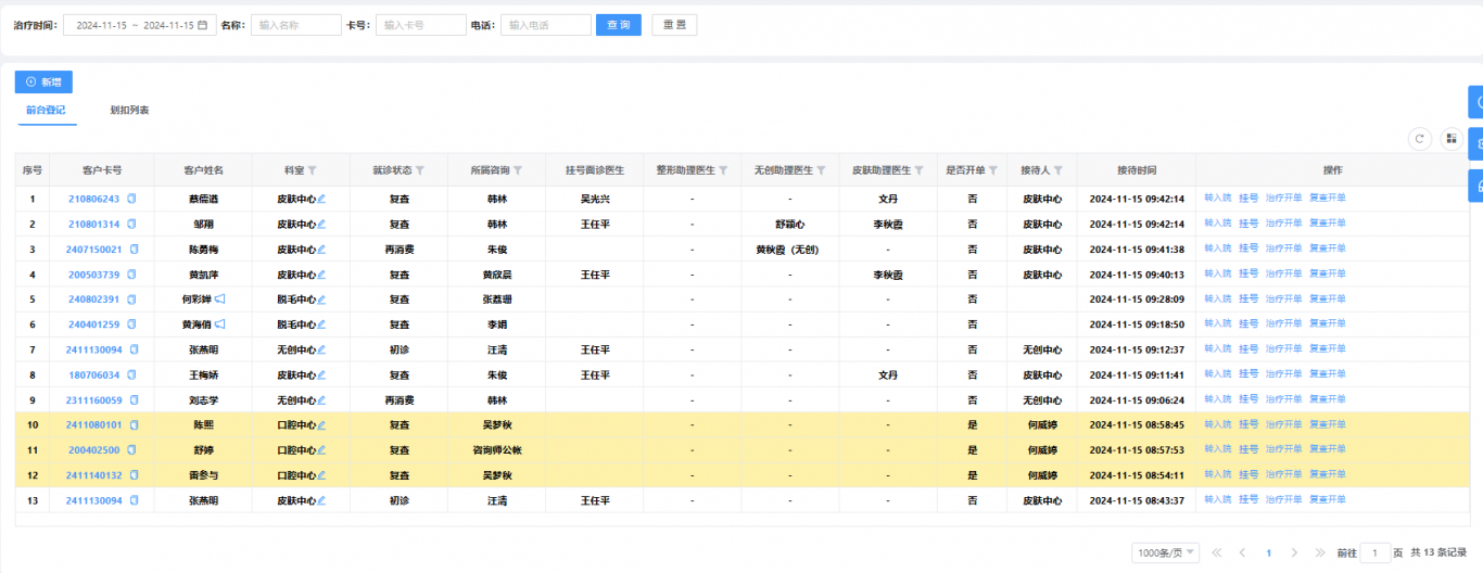 医学美容管理系统-项目划扣，手术预约